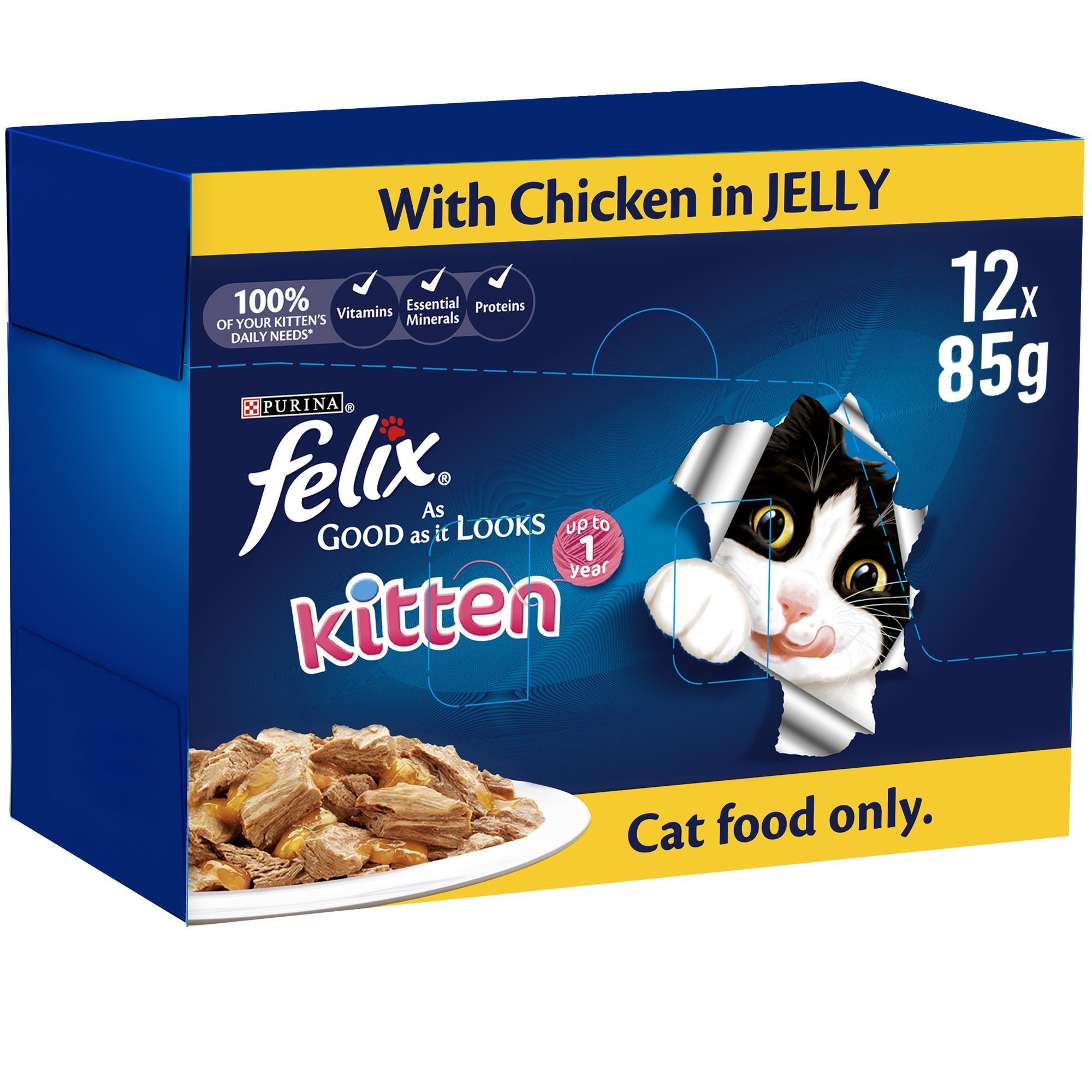 Purina Felix Kitten Food with Chicken In Jelly, 12x85g