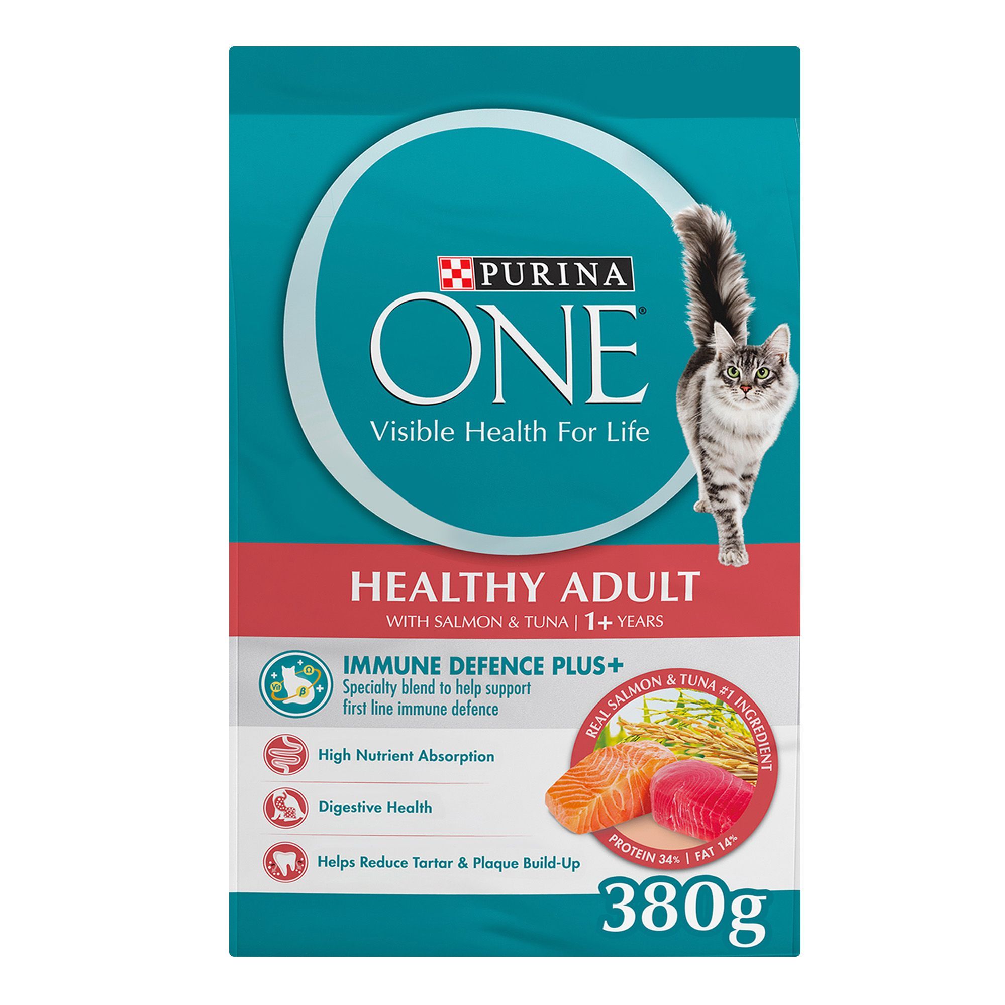 Purina One Healthy Adult Salmon & Tuna Cat Food, 380g