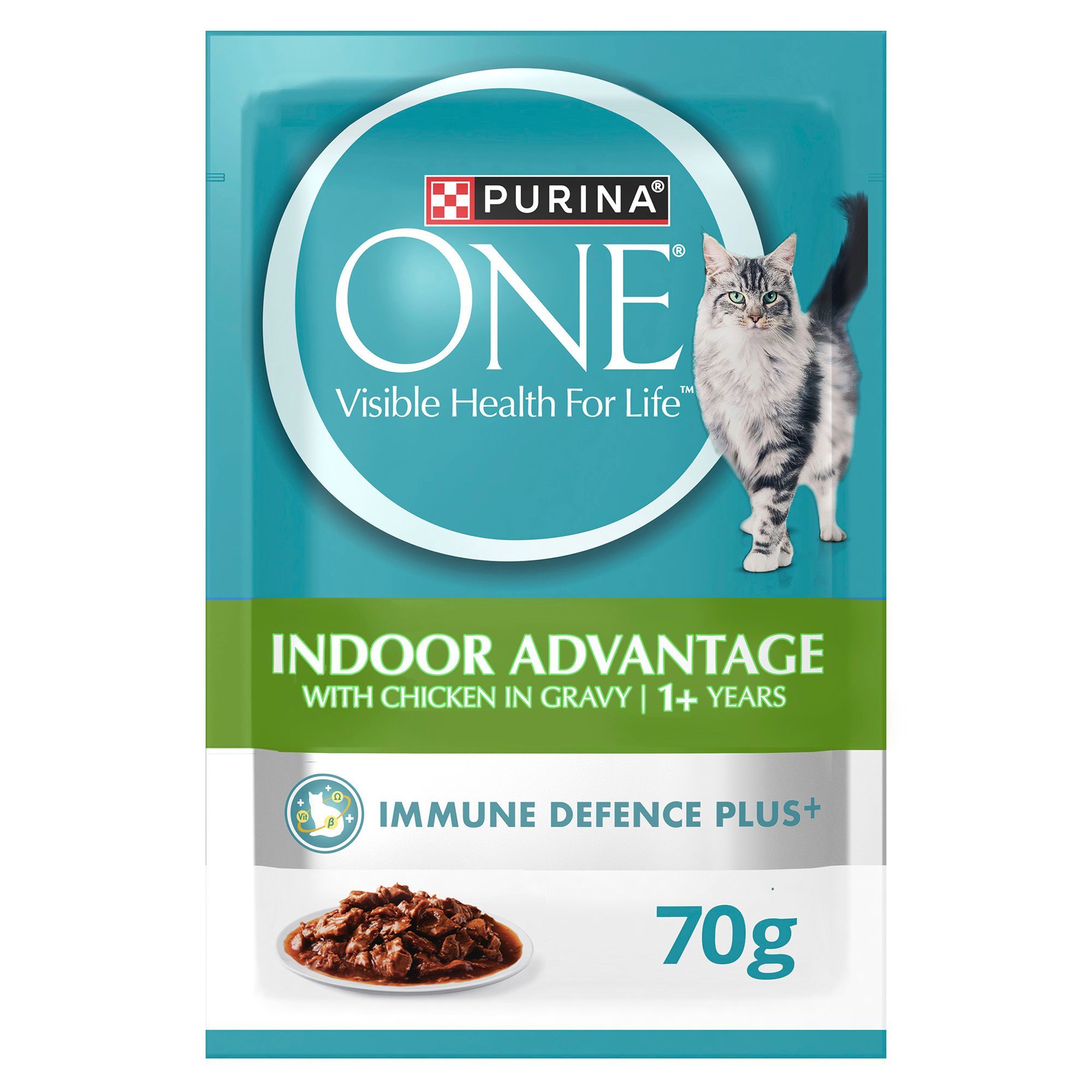 Purina One Indoor Advantage with Chicken in Gravy, 1+ Years, 70g