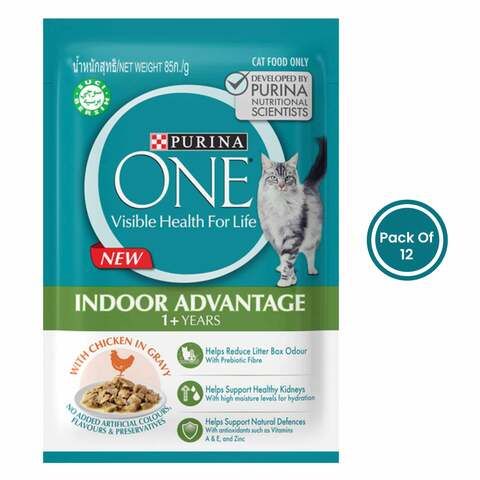 Purina One Adult Indoor Chicken Cat Food, 12x85g