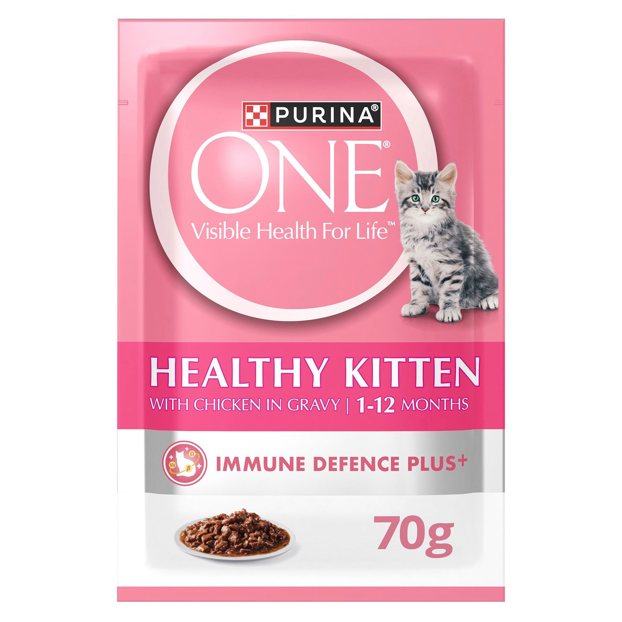 Purina One Healthy Kitten with Chicken in Gravy, 1-12 Months, 70g