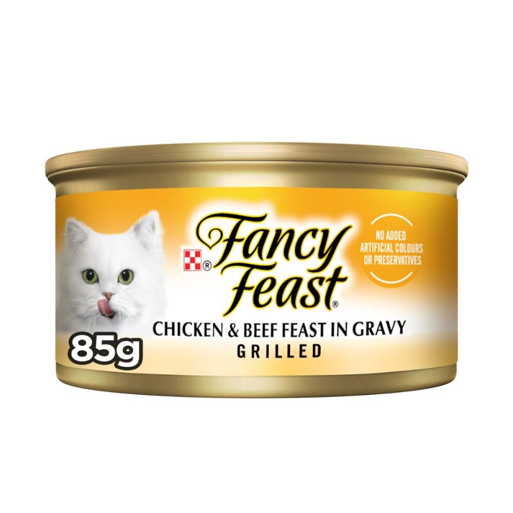 Fancy Feast Grilled Chicken & Beef Feast in Gravy Cat Food, 85g
