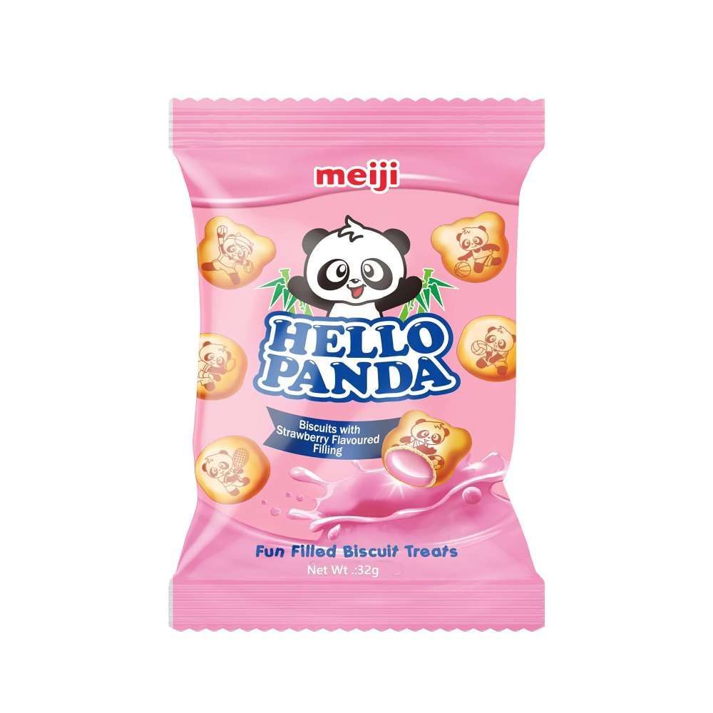 Hello Panda Biscuits with Creamy Strawberry Filling, 32g