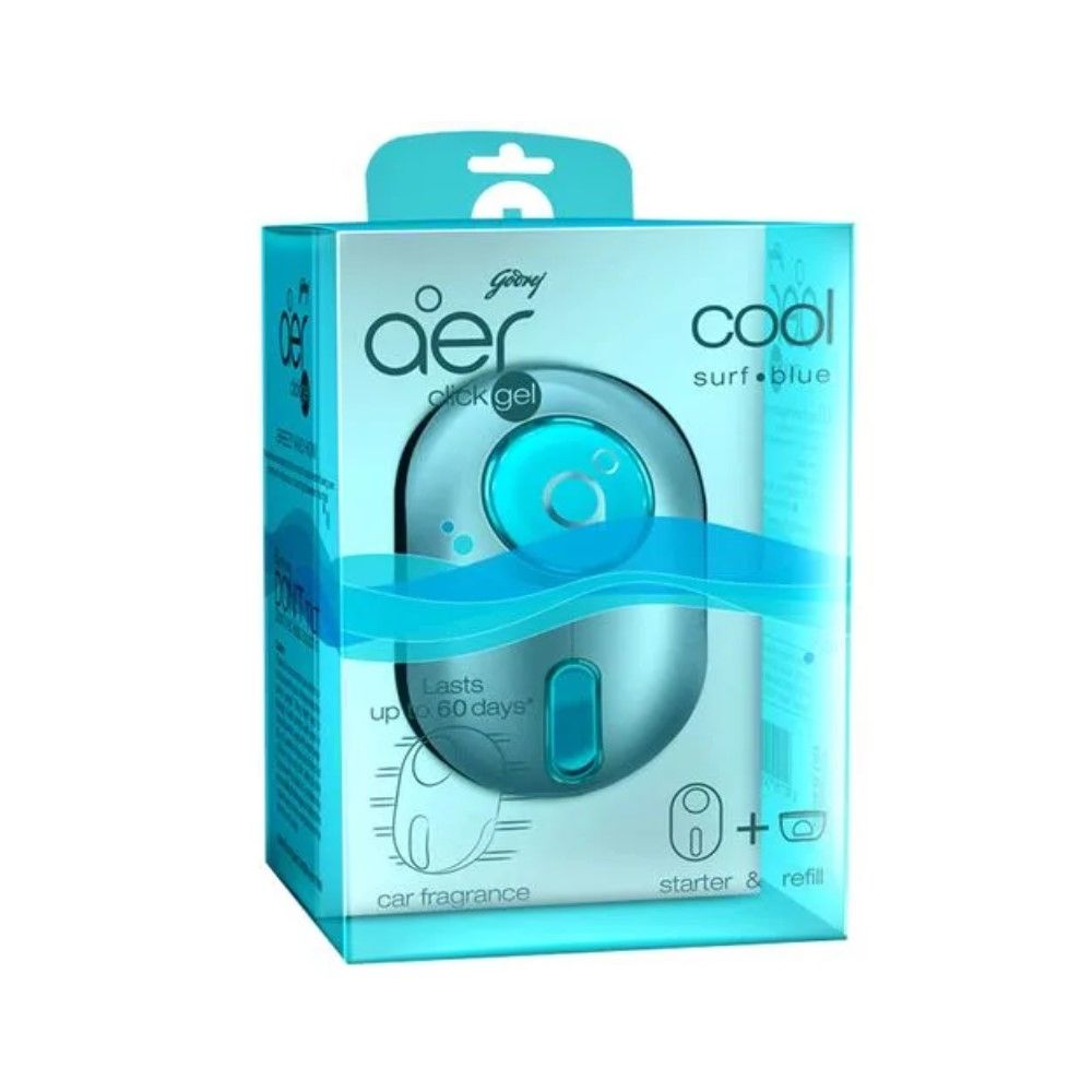 Godrej Aer Click Gel Cool Surf Blue Car Fragrance, 10g