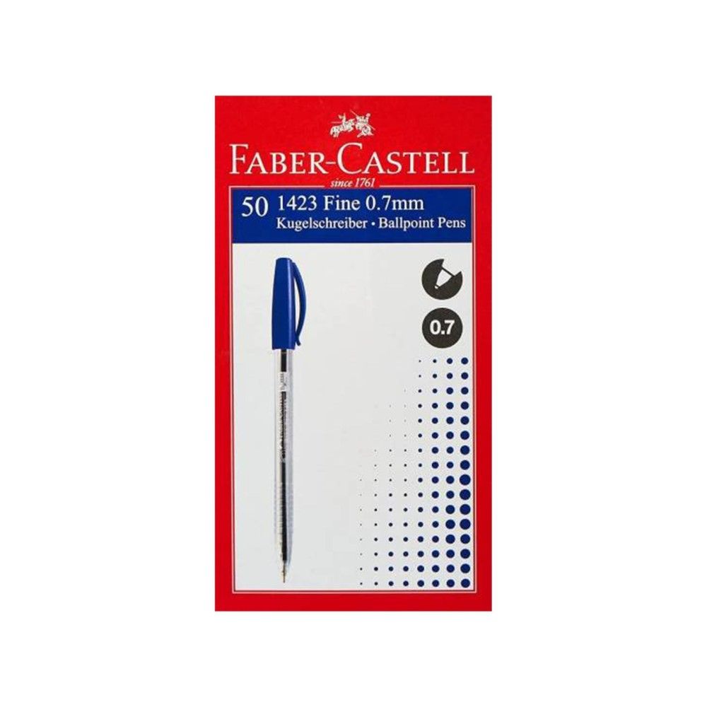 Faber Castell Blue Ballpoint Pens 0.7mm, 50Pcs
