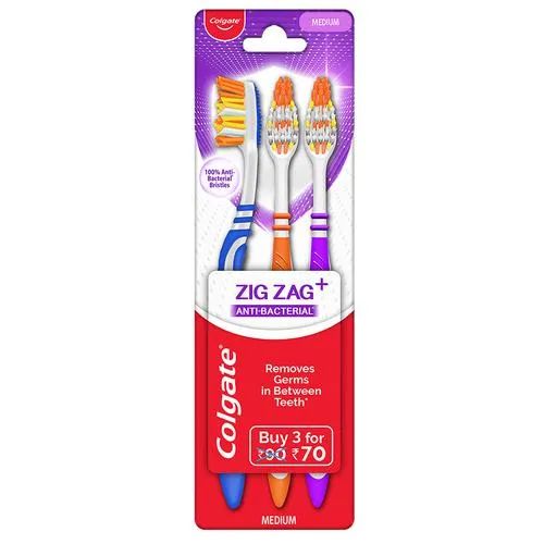 Colgate ZigZag Anti-Bacterial Toothbrush Soft, 3 Pieces