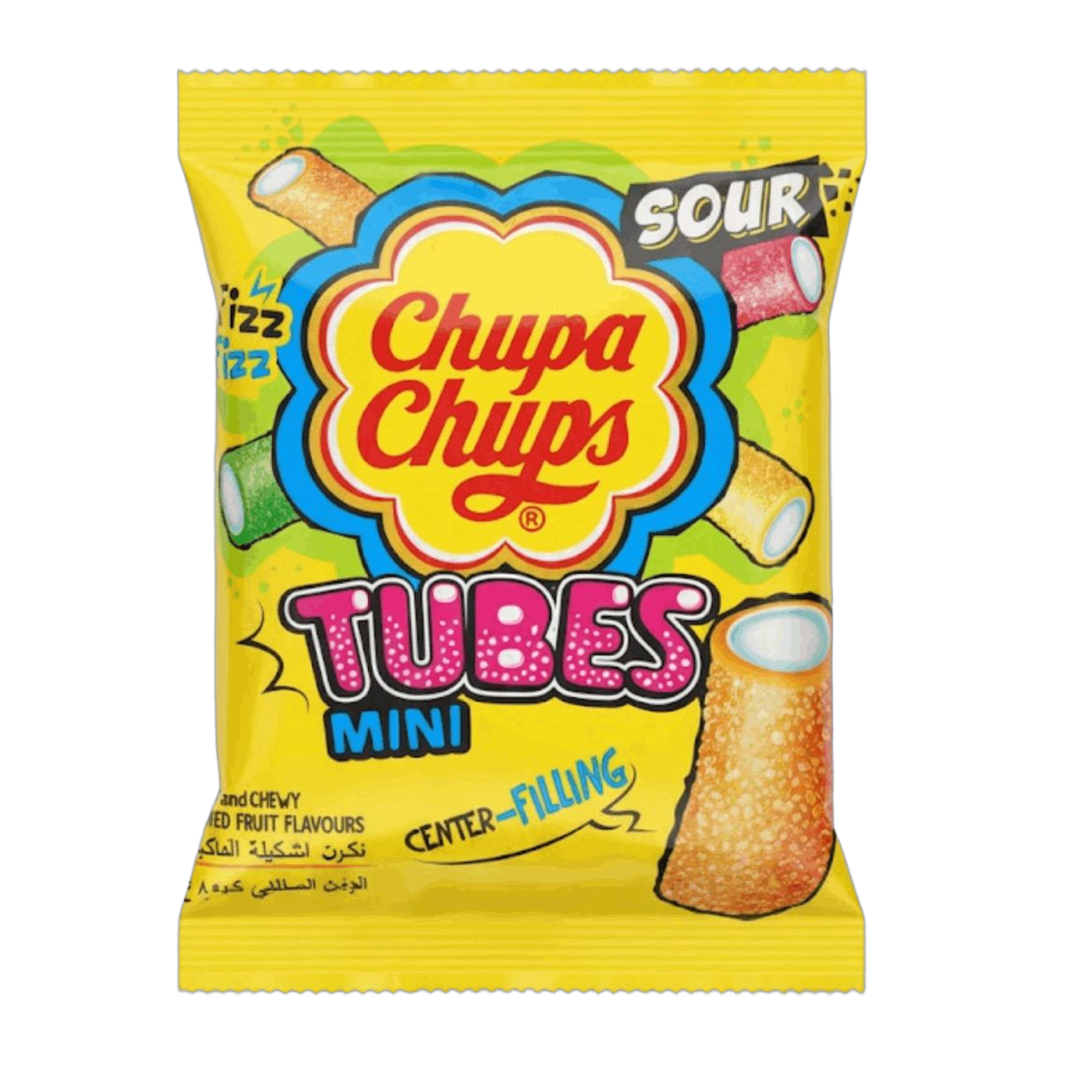Chupa Chups Sour Mini Tubes Mixed Fruit Flavours Chewy Candy, 85.5g