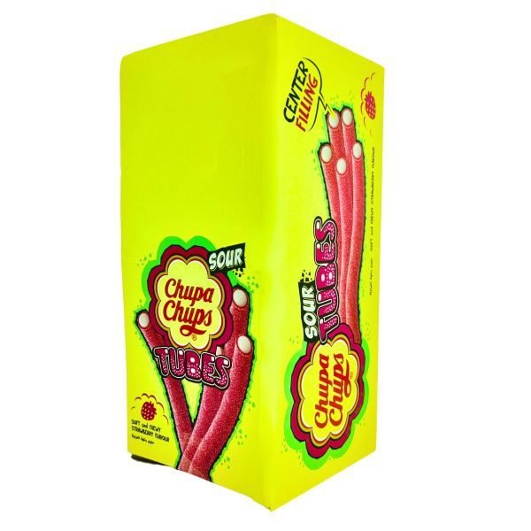 Chupa Chups Sour Strawberry Tubes, 12x80g
