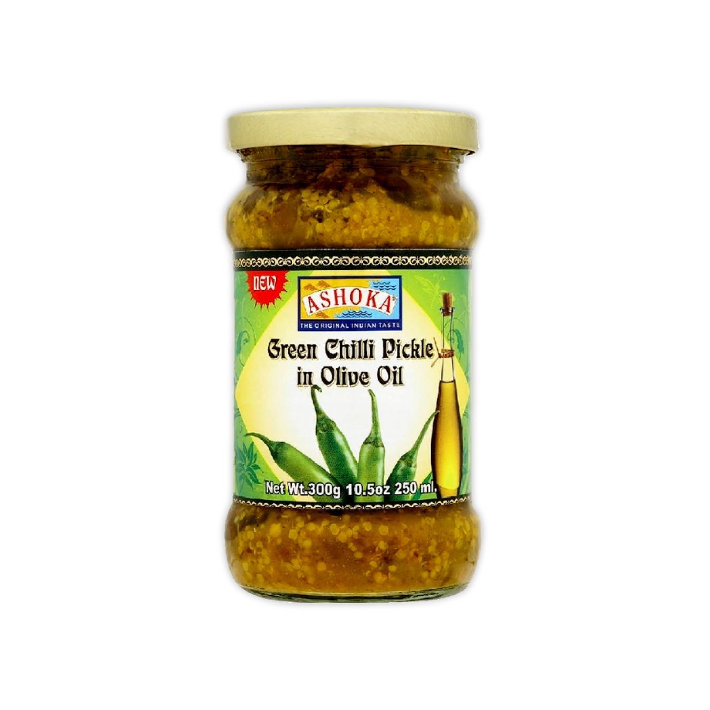 Ashoka Green Chilli Pickle In Virgin Olive Oil 300 G