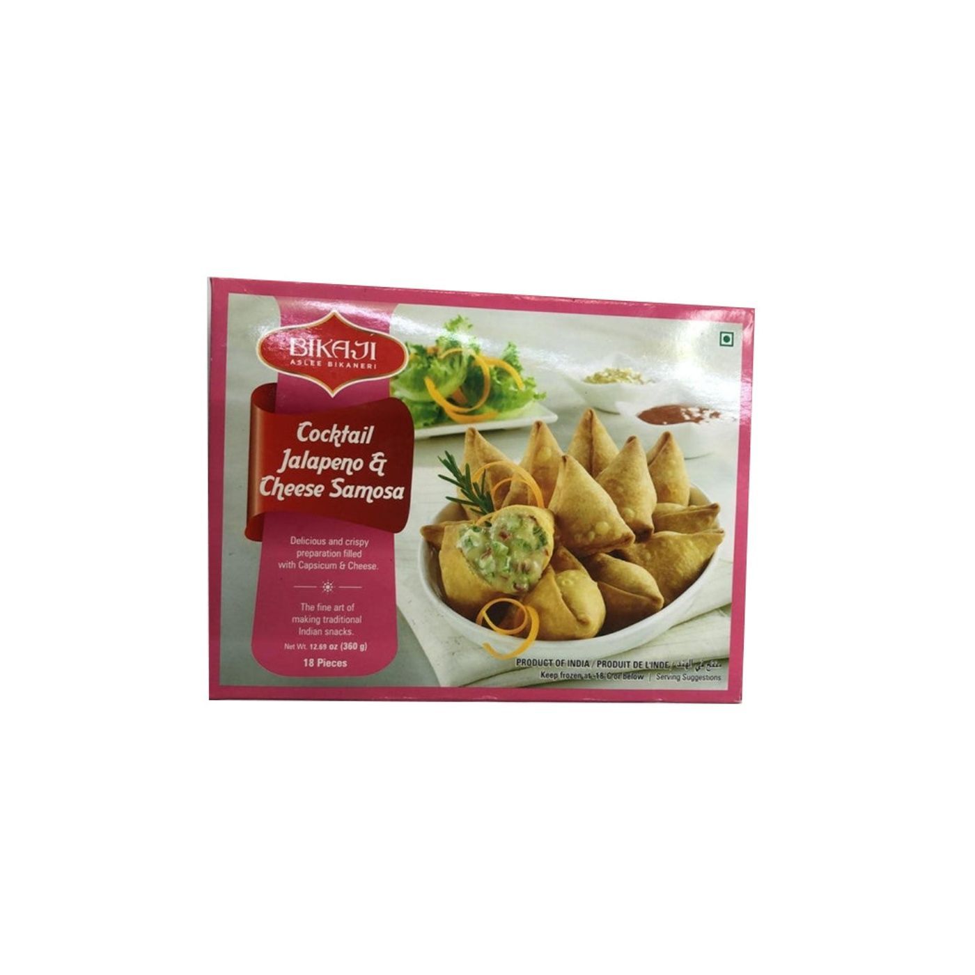 Bikaji Cocktail Jalapeno & Cheese Samosa, 18 x20g