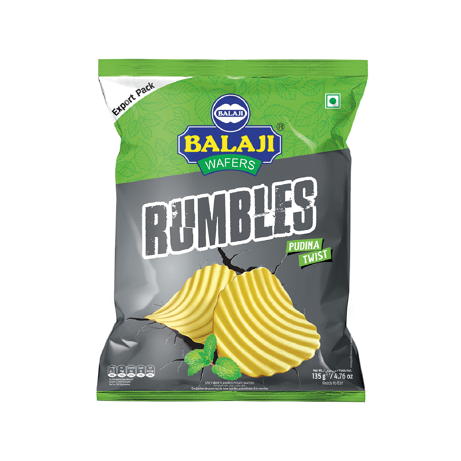 Balaji Wafers Rumbles Pudina Twist, India, 135g
