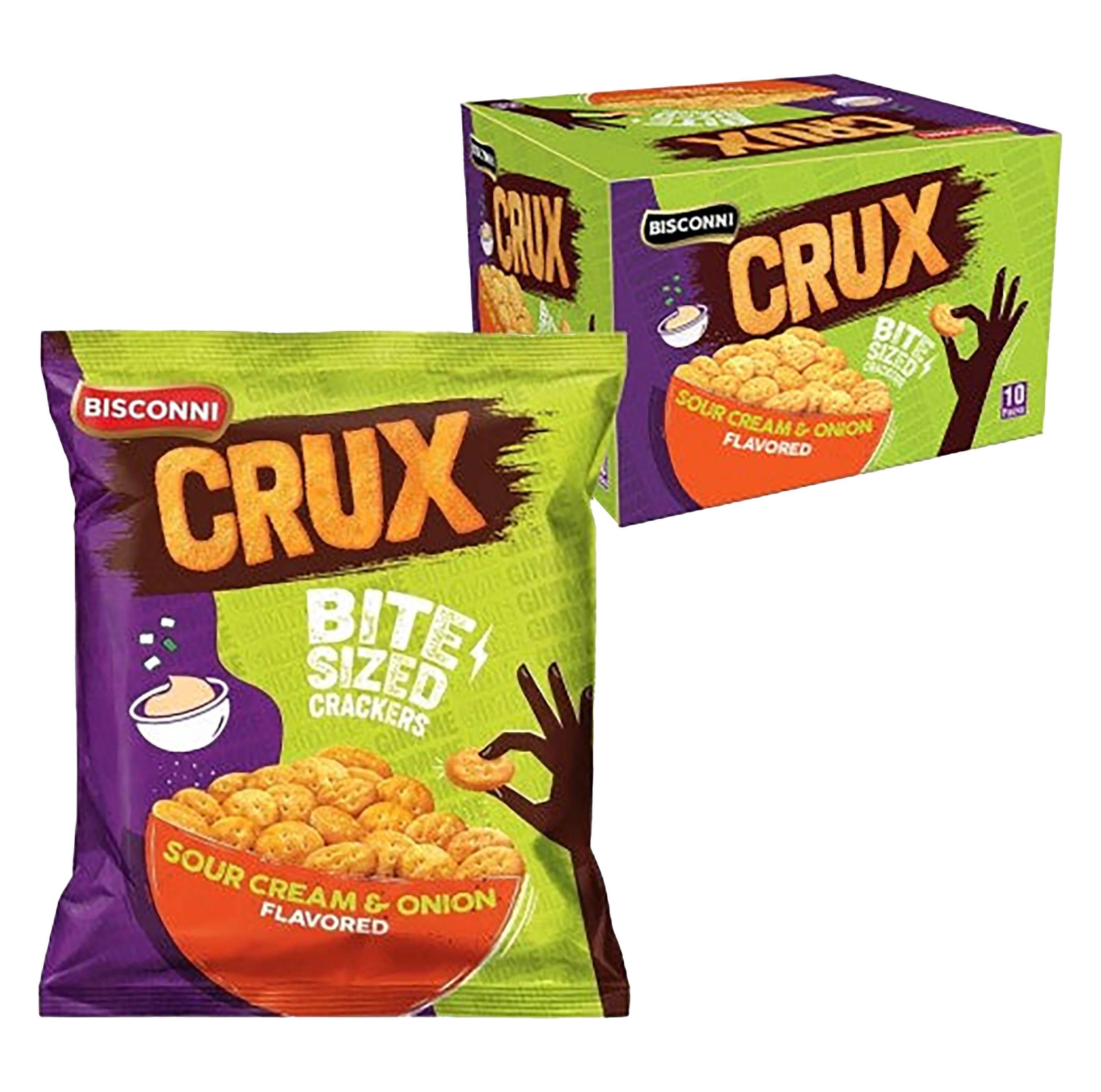 Bisconni Crux Sour Cream & Onion Crackers, 10x30g