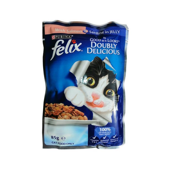 Felix Salmon and Sardine In Jelly Adult Cat Food Pouch, 85g