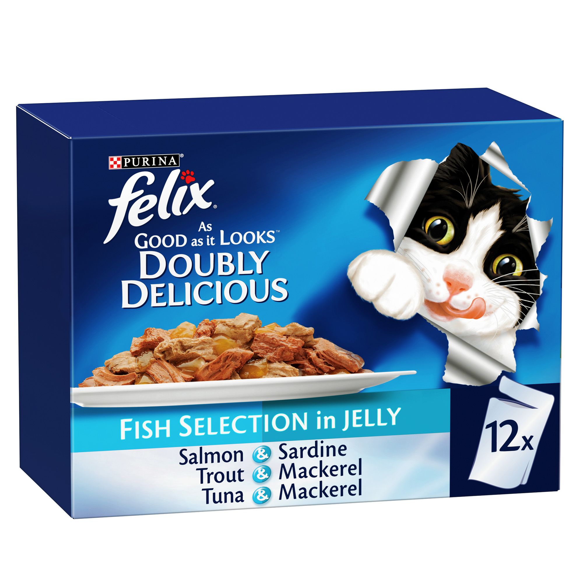 Felix Doubly Delicious Fish Selection Adult Wet Cat Food, 12x85g