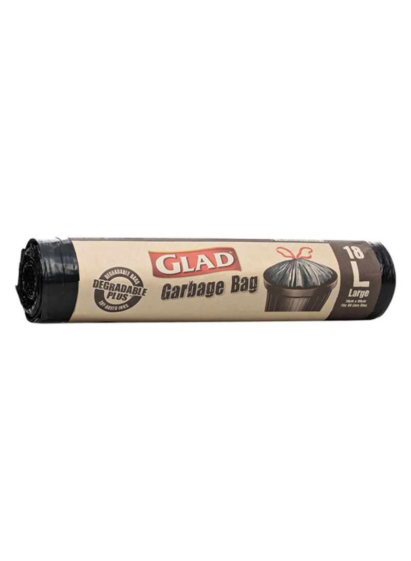 Glad Degradable Plus Black Garbage Bags -Large 18Pieces