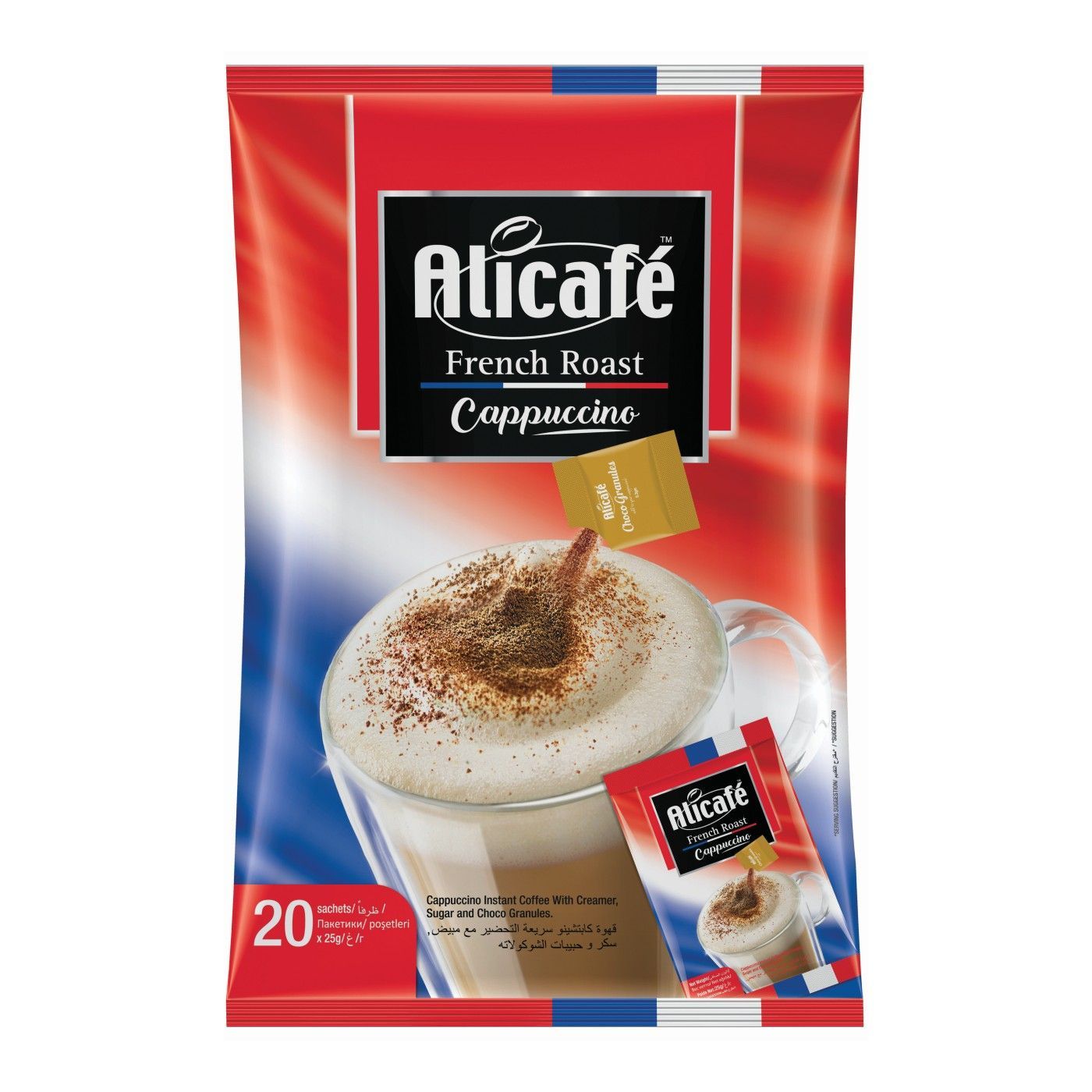 Alicafe French Roast Cappuccino with Choco Granules Pouch, 20x25g