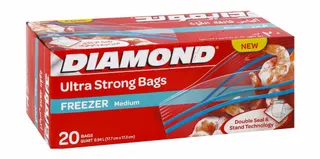 Diamond Freezer Zipper Bags - Medium, 17.7cmx17.3cm, 20 Pieces