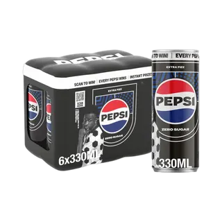 Pepsi Cola Zero Sugar Soft Drink Cans, 6x330ml