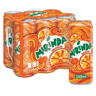 Mirinda Orange Soft Drink Cans, 6x330ml