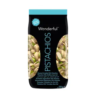 Wonderful Roasted & Unsalted Pistachios Bag, 220g