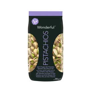 Wonderful Salt & Pepper Pistachios Bag, 220g