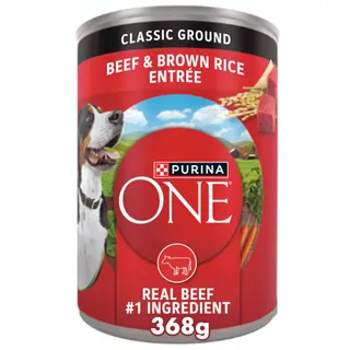 Purina One Classic Wet Dog Food in Ground Beef & Brown Rice, 368g
