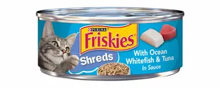 Purina Friskies Wet Cat Food Shreds with Ocean Whitefish & Tuna in Sauce, 156g