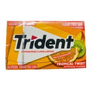 Trident Tropical Twist Sugar Free Gum, 14 Pieces