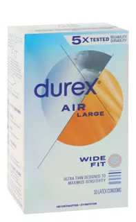 Durex Air Wide Fit Large Ultra Thin Condoms, 10 Pieces