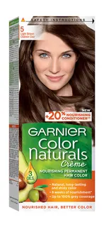 Garnier Color Naturals Nourishing Permanent Permanent Hair Color Cream with Shea Butter, Avocado & Olive Oils Light Brown 5, 1 Pack