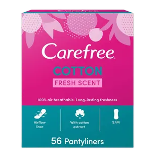 Carefree Panty Liners Cotton Fresh Scent, 56 Pieces