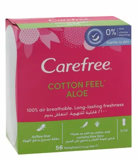 Carefree Cotton Normal Aloe Vera Scent Pantyliner, 56 Pieces