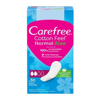 Carefree Cotton Feel Aloe Vera Scent Normal Liners, 30 Pieces