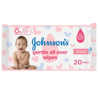 Johnson's Gentle All Over Baby Wipes with Silk Extract, 20 wipes