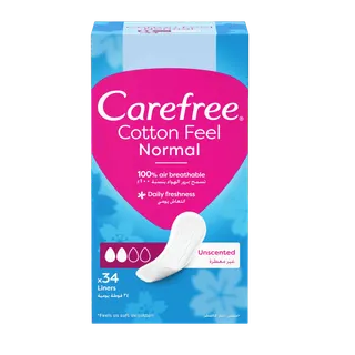Carefree Breathable Daily Panty Liners, 34 Pieces