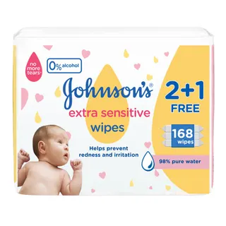 Johnson's Wipes Extra Sensitive, 3x56 Wipes