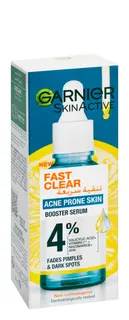 Garnier Skin Active Fast Clear, Anti-Dark Spots & Anti-Pimple Booster Facial Serum with Vitamin C, Niacinamide & Salicylic Acid for Acne Prone Skin, 30ml