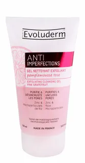 Evoluderm Anti-Imperfection Exfoliating Facial Cleansing Gel with Pink Grapefruit Extract & Zinc, 150ml