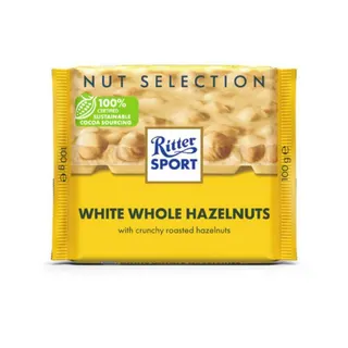 Ritter Sport White Chocolate with Whole Hazelnut, 100g