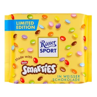 Ritter Sport Smarties White Chocolate with Sugar-Coated Chocolate Pieces, 100g