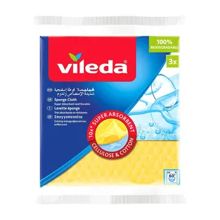 Vileda Wiping Sponge Cloth, 3pcs