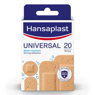 Hansaplast Multipurpose Water-Resistant and Strong Adhesion Universal Plasters with Non-stick Wound Pad, 20 Strips