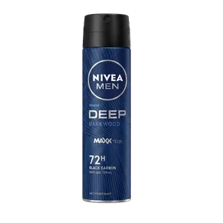 Nivea Men Antiperspirant Deep Black Carbon Dark Wood Scent Deodorant Spray, 150ml