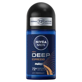 NIVEA Men Deep Black Carbon 48H Antitranspirant Roll-On Deodorant Espresso Scent, 50ml