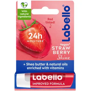 Labello 24H Moisturizing Strawberry Shine Red Tinted Lip Balm with Shea Butter, Natural Oils & Vitamins, 1 Piece