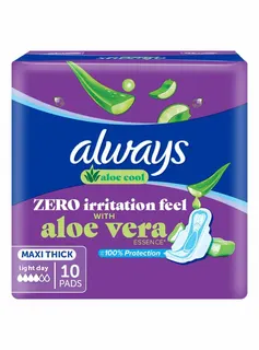 Always Zero Irritation Maxi Thick Large Pads with Wings, 10 Pieces