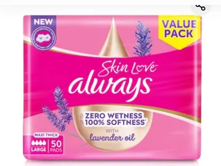 Always Maxi Thick Skin Love Cottony Soft Large Sanitary Pads, 50 Pads