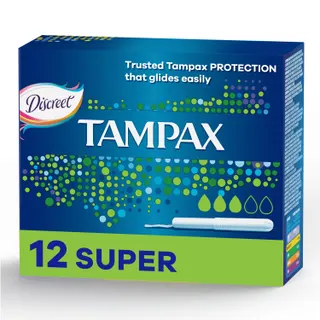 Tampax Super Discreet Tampons with Applicator, 12 Tampons
