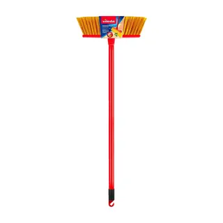 Vileda Outdoor Floor Broom with Stick - Red & Yellow, 1 Piece
