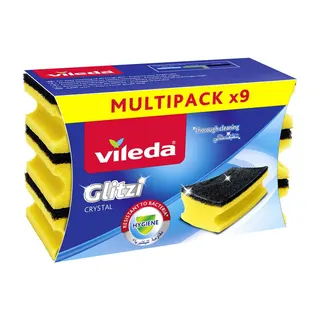 Vileda Glitzi Crystal Antibacterial Sponge Scourer Multipack, 9 Pieces